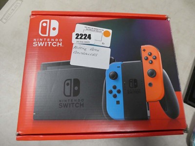 Lot 2224 - Boxed Nintendo Switch - missing both controllers