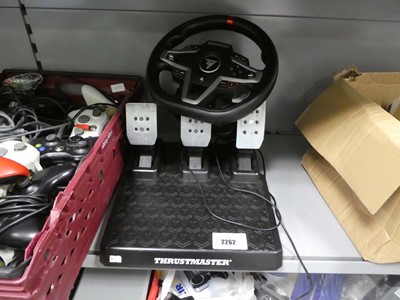 Lot 2262 - Unboxed Thrustmaster steering wheel and pedals...