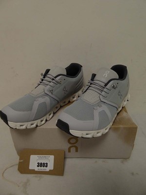 Lot 3803 - Boxed pair of On Cloud 5, grey/white, UK 8.5