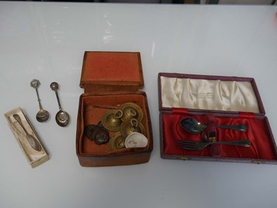 Lot 1009 - Small hallmarked silver knife, plated cutlery...