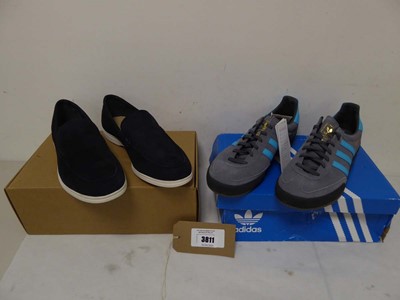 Lot 3811 - Boxed pair of men's Moss suede shoes, navy, UK...