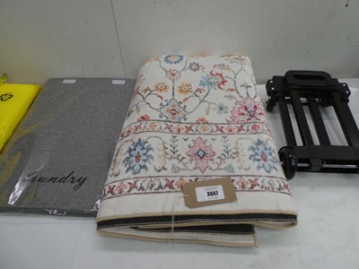 Lot 3647 - Large non slip rug, laundry basket and trolley