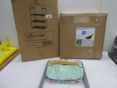 Lot 3661 - 3 tier PVC greenhouse, Bird bath and gardening...