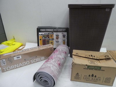 Lot 3669 - Laundry basket, carpet runner, Tornado...