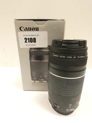 Lot 2108 - Canon 75-300mm f/4-5.6 III lens, boxed