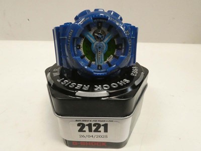 Lot 2121 - Casio G-Shock blue wristwatch with tin