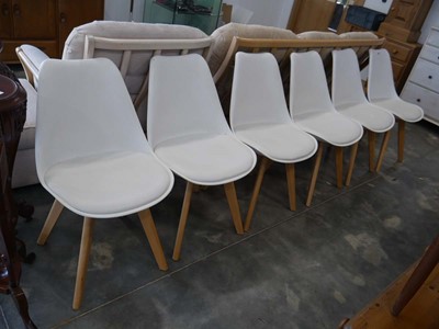 Lot 1014 - Set of 6 bucket seated white plastic dining...