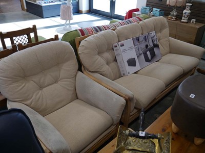Lot 1015 - Ciintique lounge suite comprising wooden...