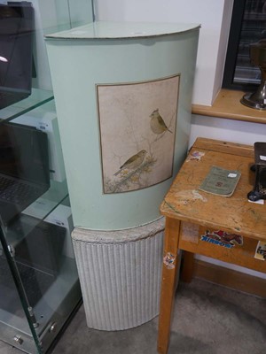 Lot 1018 - A corner Lloyd Loom laundry basket and 1 metal...