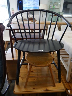 Lot 1024 - Wishbone type black painted spindle back chair...