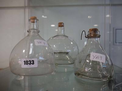Lot 1033 - 3 Victorian glass wasp traps