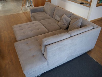 Lot 1038 - Modern light grey upholstered corner sofa...