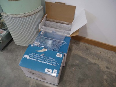 Lot 1039 - 4 boxed sets of stackable shoe box organisers