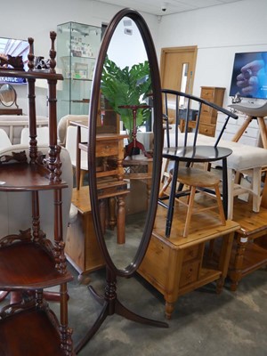 Lot 1041 - Mahogany framed oval mirror on 3 branch support
