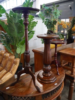 Lot 1047 - Fluted mahogany plant stand, together with a...