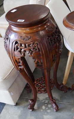 Lot 1048 - Heavily carved Chinese rosewood plant stand
