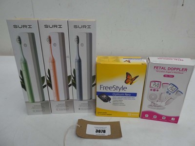 Lot 3678 - 3 x Suri sonic toothbrushes, FreeStyle Optium...