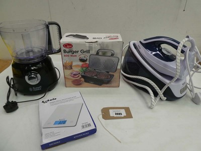 Lot 3685 - Burger Grill, kitchen scales, Russell Hobbs...