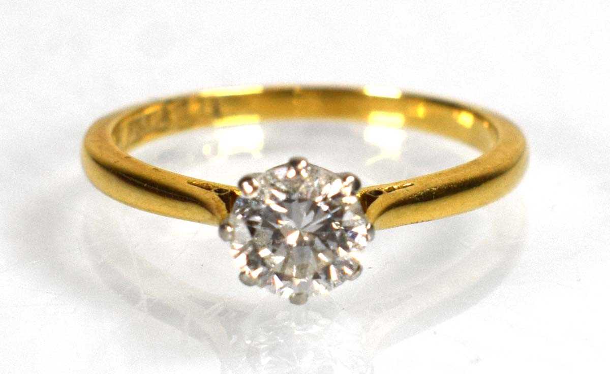 Lot 741 - An 18ct yellow gold and platinum highlighted...