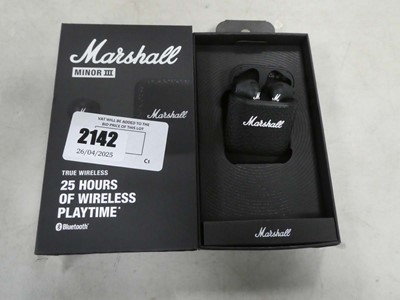 Lot 2142 - Boxed pair of Marshall Minor 3 bluetooth ear buds