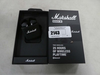 Lot 2143 - Boxed pair of Marshall Minor 3 bluetooth ear buds