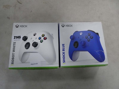 Lot 2145 - 2 boxed X Box controllers - 1 robot white and...
