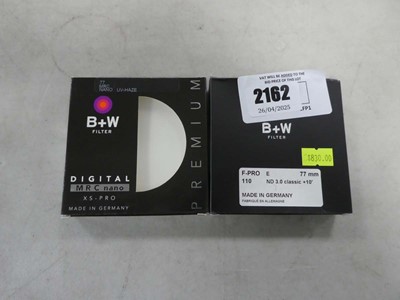 Lot 2162 - 2 boxed B&W filters - F Pro 110 77mm, 3.0...