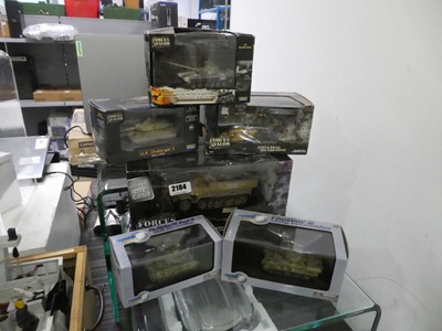 Lot 2184 - Four boxed Forces of Valor tanks and other...
