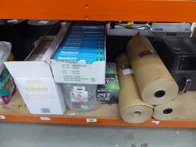 Lot 3069 - Lot containing 3 rolls of brown paper, 2 boxes...