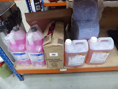 Lot 3088 - Quantity of cleaning detergent, blue roll etc.