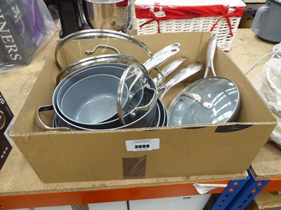 Lot 3099 - Box of loose Greenpan pots and pans