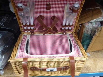 Lot 3221 - Wicker hamper, umbrella, touch lamps, travel...