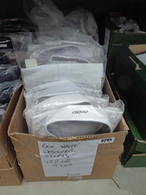 Lot 3245 - Box of white designer shirts in various sizes