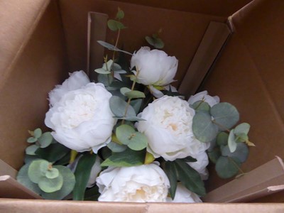 Lot 3247 - Peony white artificial flower in vase