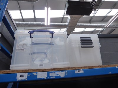 Lot 3263 - Two stacks of mixed size storage boxes