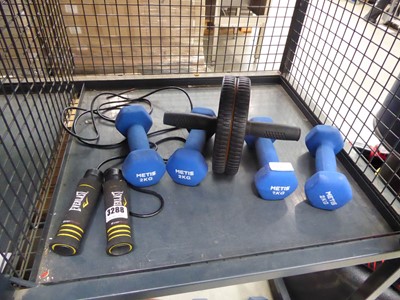 Lot 3288 - Two pairs of 2kg hand weights, Everlast...