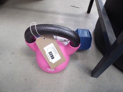 Lot 3289 - 15lb dumbbell plus a 10kg kettlebell
