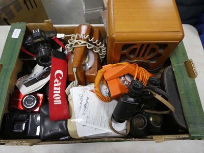 Lot 2267 - Box containing various cameras, phones etc
