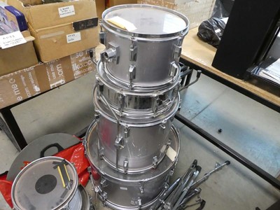 Lot 2535 - 7 piece drum set with cymbals, stands etc.