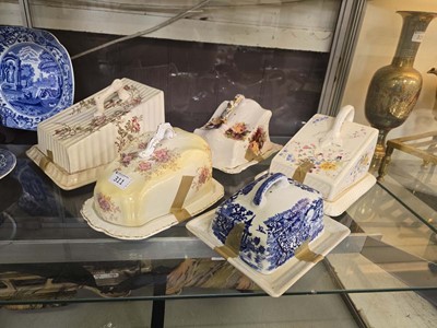 Lot 311 - An assortment of five lidded cheese dishes, to...