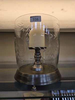 Lot 316 - An etched glass and metal work table top...