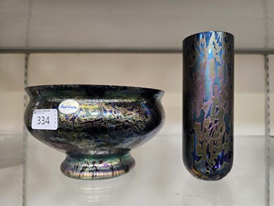 Lot 334 - A Royal Brierley art glass vase along with...