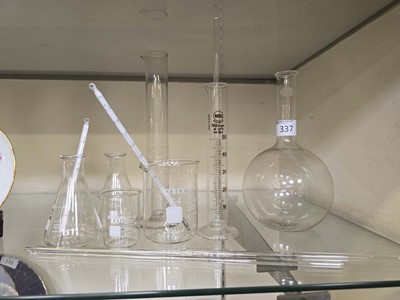 Lot 337 - An assortment of scientific glassware to...