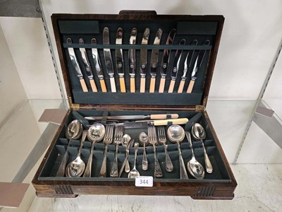 Lot 344 - An oak canteen containing an assortment of...