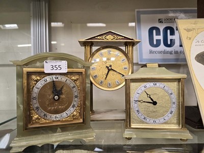 Lot 355 - An onyx mantel clock by Elliott, along with an...