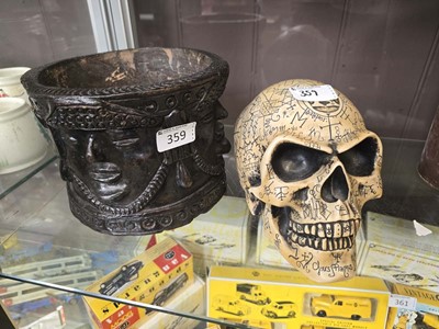 Lot 359 - A carved eastern style planter with face...