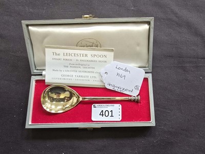 Lot 401 - A silver hallmarked Leicester Spoon in...