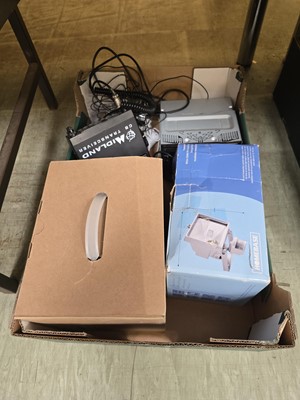 Lot 430 - A tray containing CD car radio, a boxed...