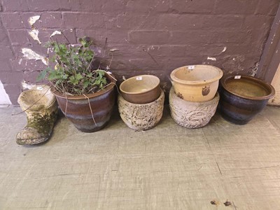 Lot 9 - A selection of seven garden pots, one in the...