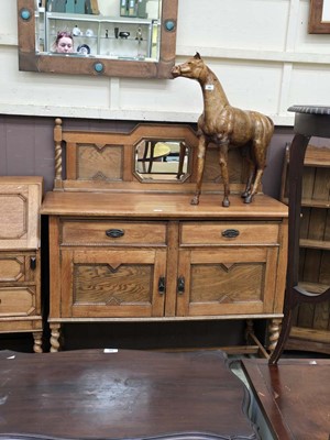 Lot 45 - An early 20th century oak mirror backed sideboard